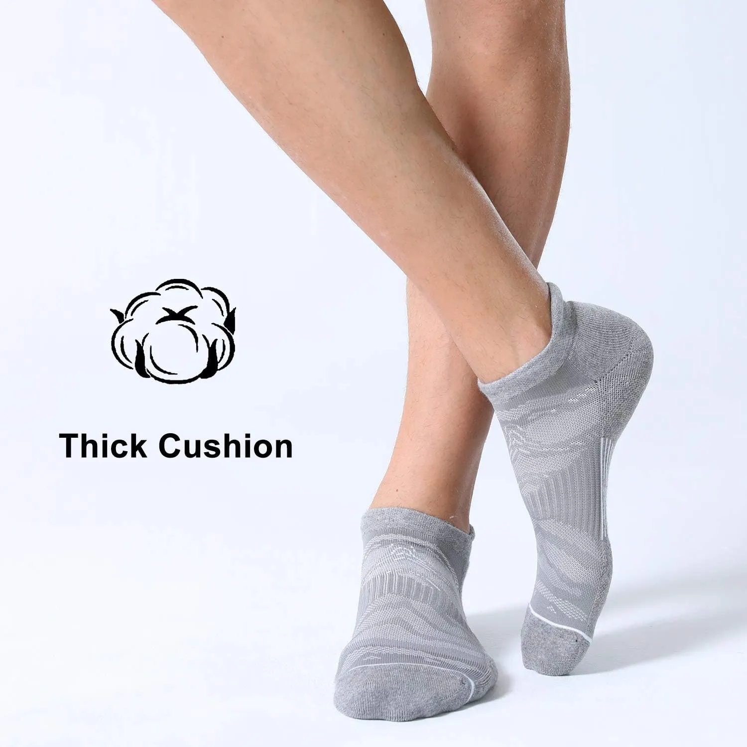 FITRELL Men's 6 Pack Ankle Running Socks Low Cut Cushioned Athletic Sports Socks 7-9/9-12/12-15