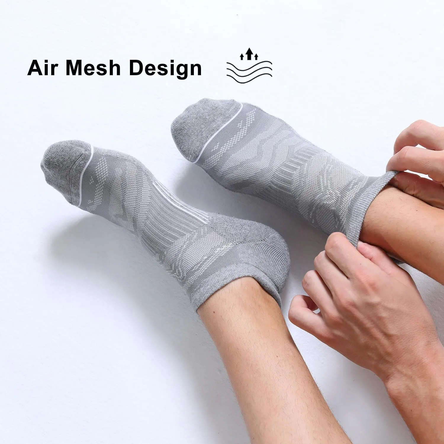 FITRELL Men's 6 Pack Ankle Running Socks Low Cut Cushioned Athletic Sports Socks 7-9/9-12/12-15