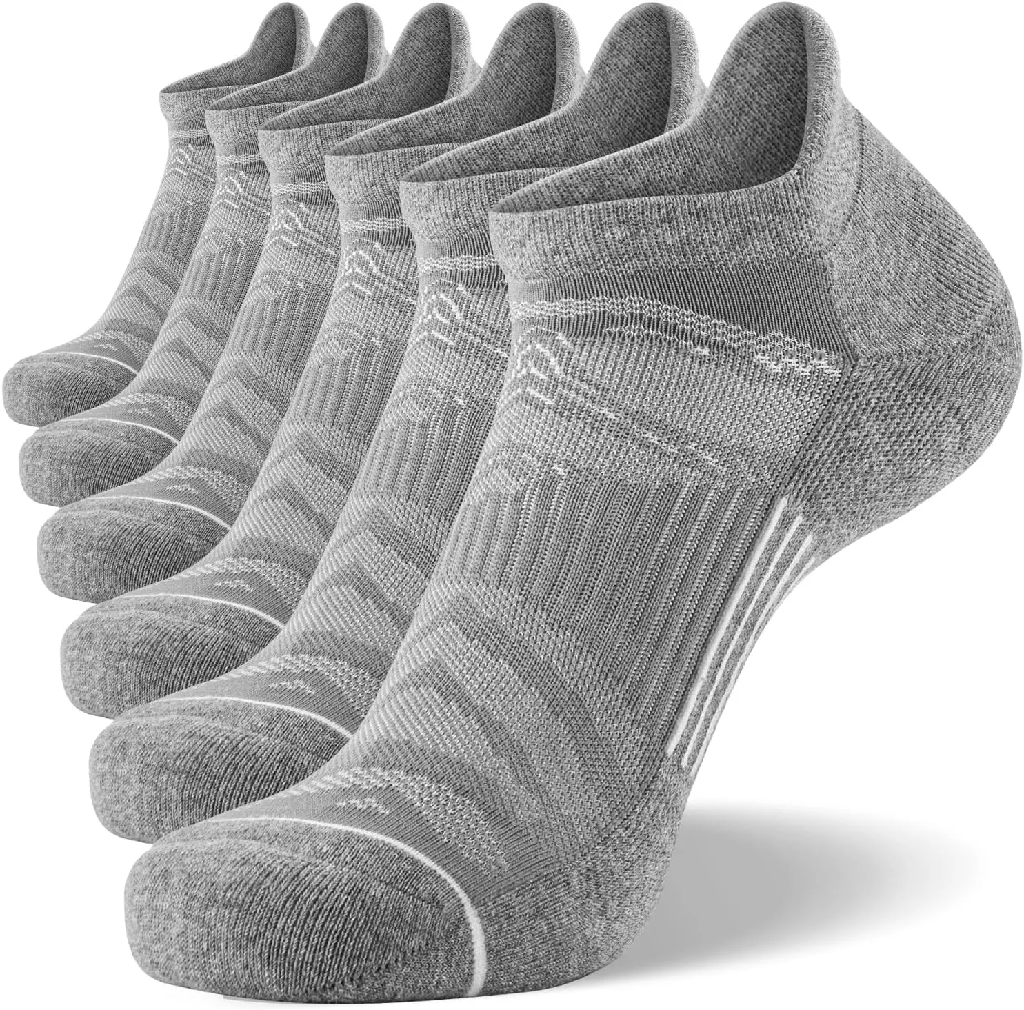 FITRELL Men's 6 Pack Ankle Running Socks Low Cut Cushioned Athletic Sports Socks 7-9/9-12/12-15