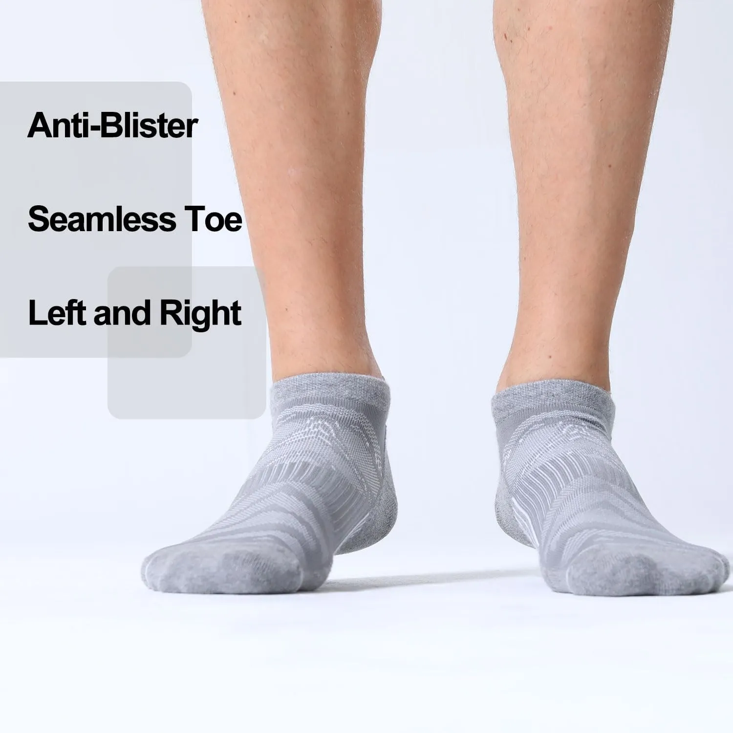 FITRELL Men's 6 Pack Ankle Running Socks Low Cut Cushioned Athletic Sports Socks 7-9/9-12/12-15