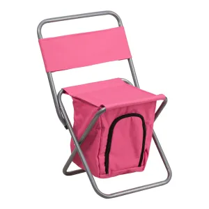 Flash Furniture Folding Camping Chair with Insulated Storage in Pink