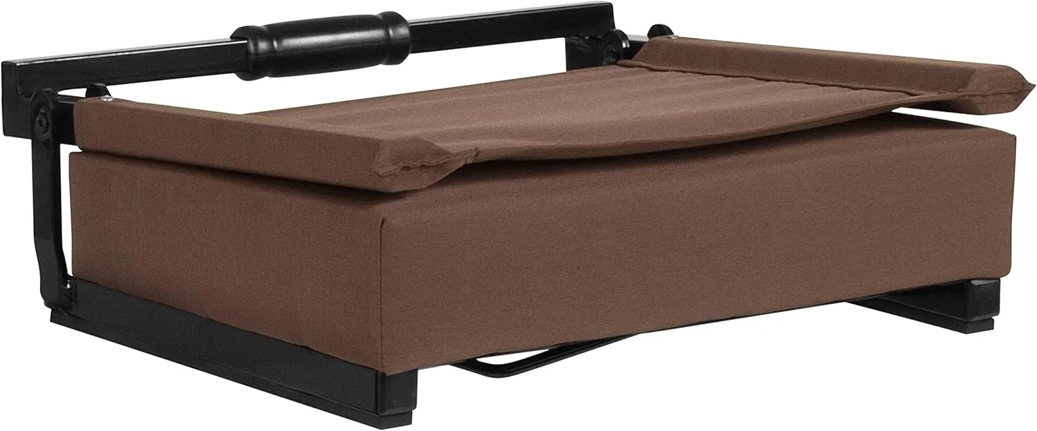 Flash Furniture Grandstand Portable Stadium Seat for Bleachers or Benches, Folding Padded Stadium Chair with Carrying Handle, 500 lb. Weight Capacity, Brown