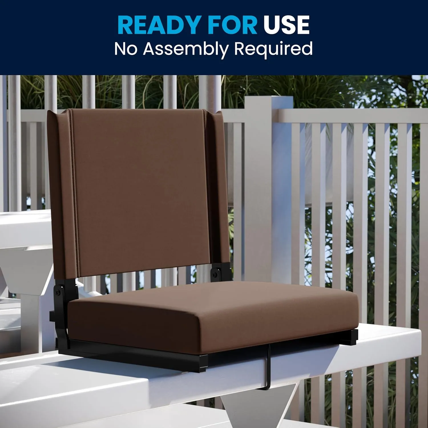 Flash Furniture Grandstand Portable Stadium Seat for Bleachers or Benches, Folding Padded Stadium Chair with Carrying Handle, 500 lb. Weight Capacity, Brown