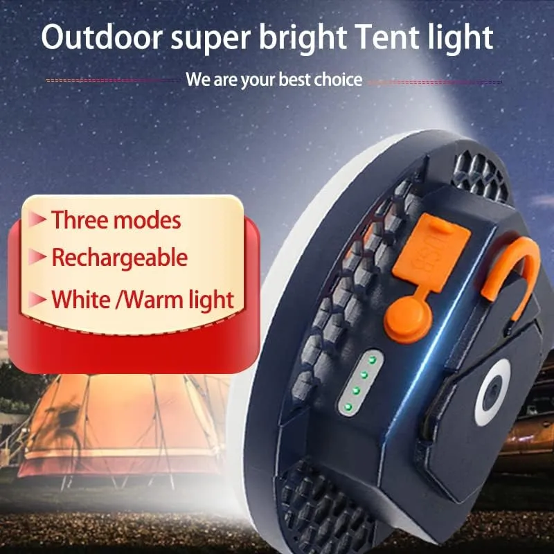 Flashlight Portable LED Camping Lantern Rechargeable Light with Magnet, Power Bank , IPX4 Waterproof Tent Light Power Failure Emergency Survival Kits (Warm Light, F02-300W)