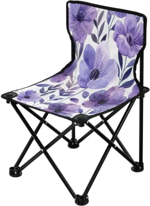 Flowers Portable Outdoor Folding Chair Anti-Slip Padded Oxford Cloth Stool Camping Chair Small for Beach Hiking Fishing Gardening Quad Camp Chair