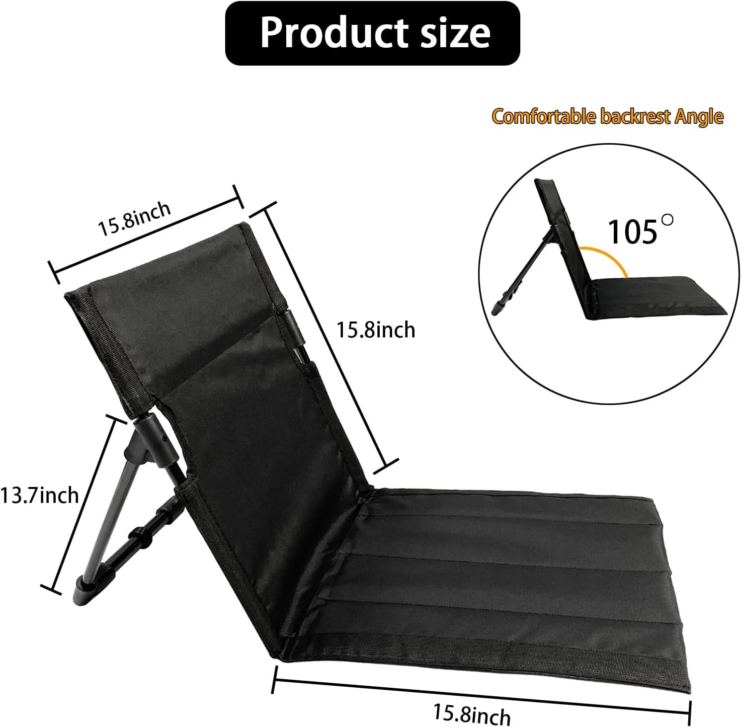 Foldable Adult Flip Seat, Foldable Pool Chairs, Portable Outdoor Chair for Poolside, Tailgating, Camping, Sporting Events, Picnic and Beach Chair (Black)