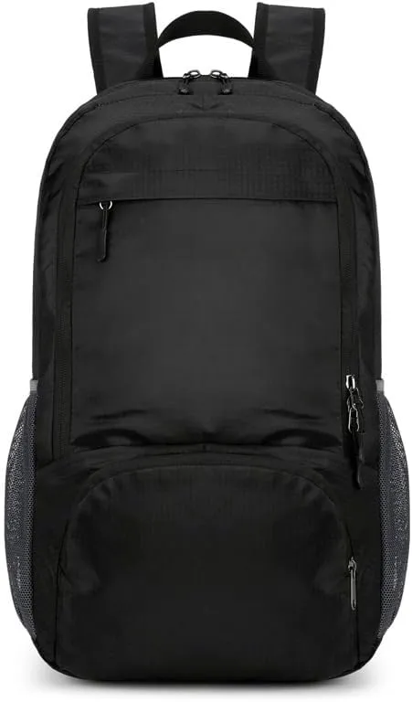 Foldable Backpack Lightweight Packable Hiking Daypack Large Capacity Outdoor Cycling Travel Bag for Gym Climbing Trekking (Black)