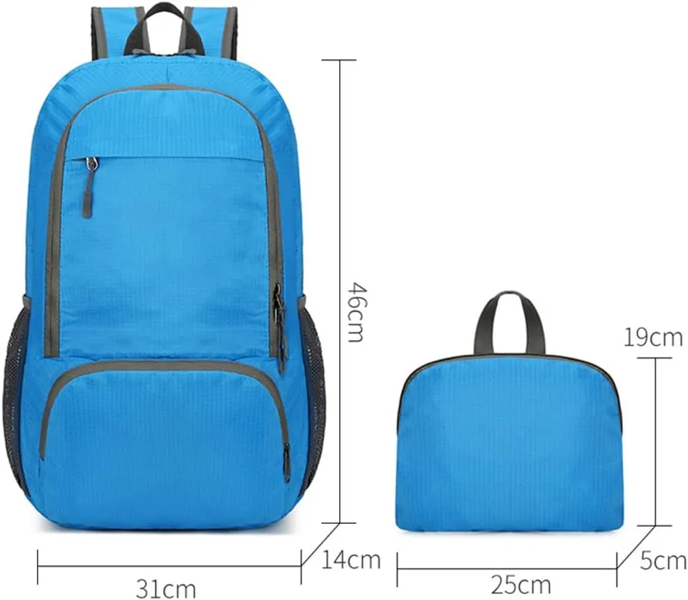 Foldable Backpack Lightweight Packable Hiking Daypack Large Capacity Outdoor Cycling Travel Bag for Gym Climbing Trekking (Blue)