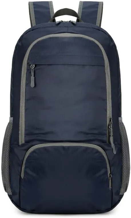 Foldable Backpack Lightweight Packable Hiking Daypack Large Capacity Outdoor Cycling Travel Bag for Gym Climbing Trekking (Dark Blue)