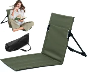 Foldable Beach Chair 500g Portable Beach Mat with Back Rest Heavy Duty Sunbathing Recliner Beach Backrest with Carrry Bag for Holidays Garden Park Beach Camping Accessories