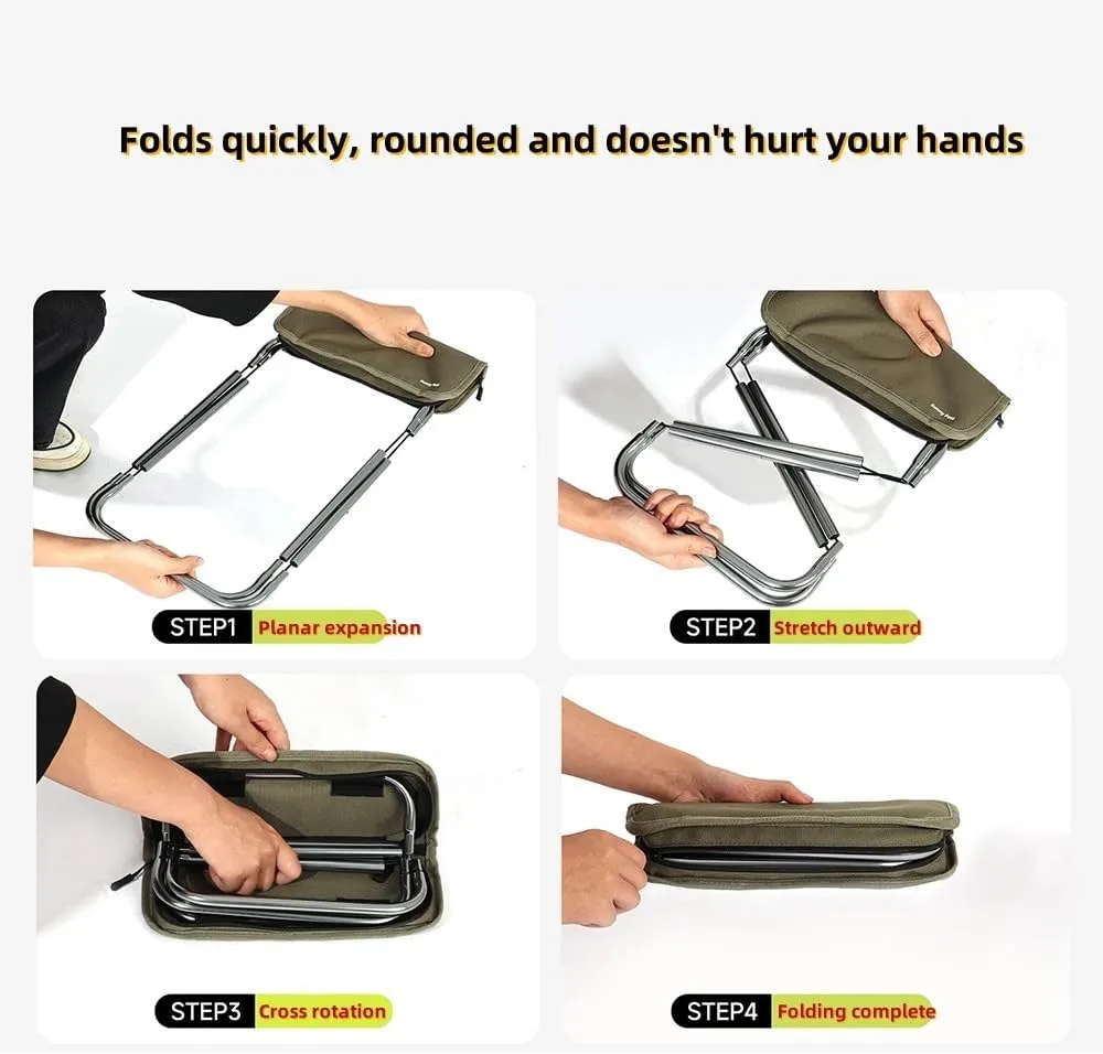 Foldable Camping Chair Set of 2，Small Portable Aluminum Alloy Chair，Lightweight Folding Stool for Outdoors Fishing, Travel, Picnic(Black,1 Pack)