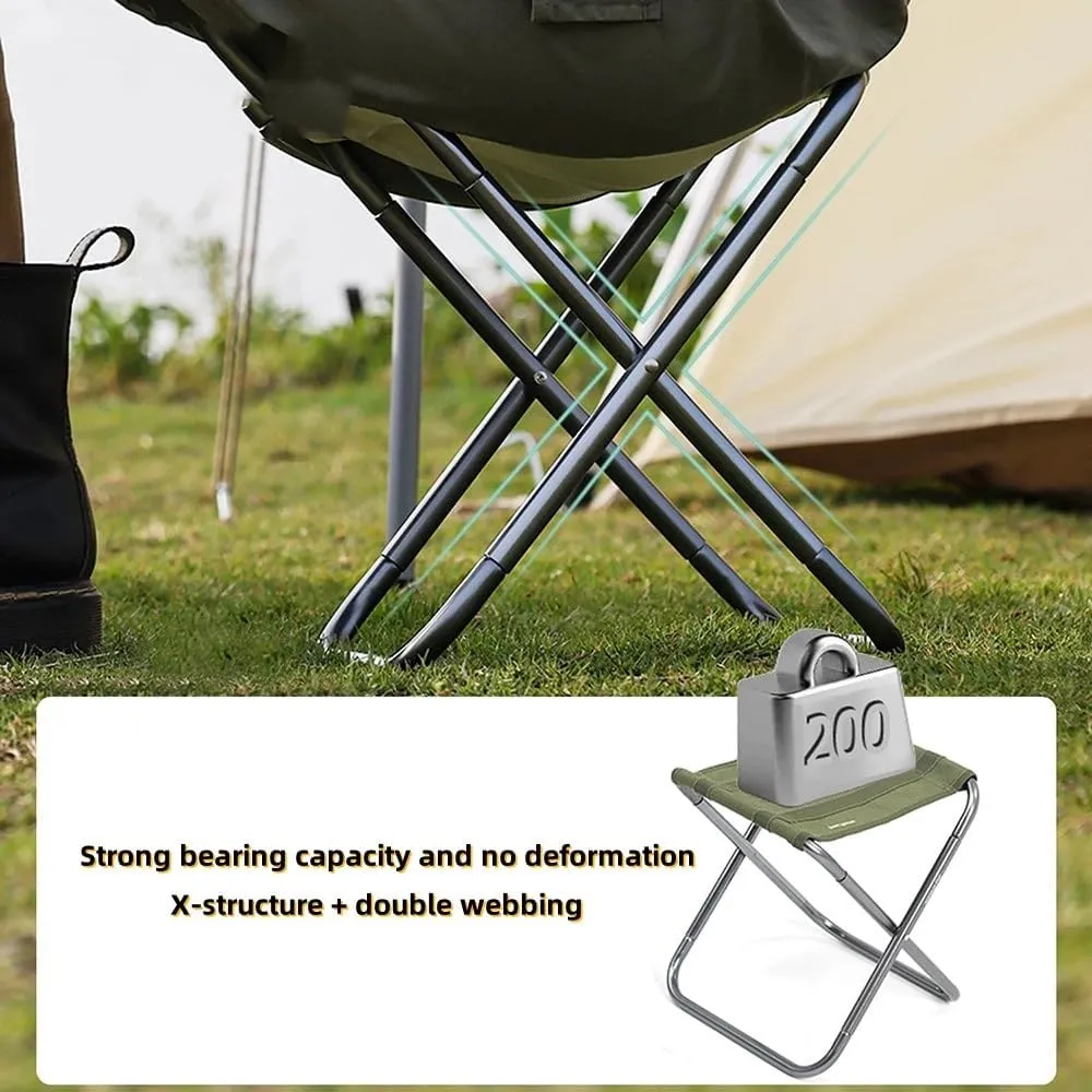 Foldable Camping Chair Set of 2，Small Portable Aluminum Alloy Chair，Lightweight Folding Stool for Outdoors Fishing, Travel, Picnic(Black,1 Pack)