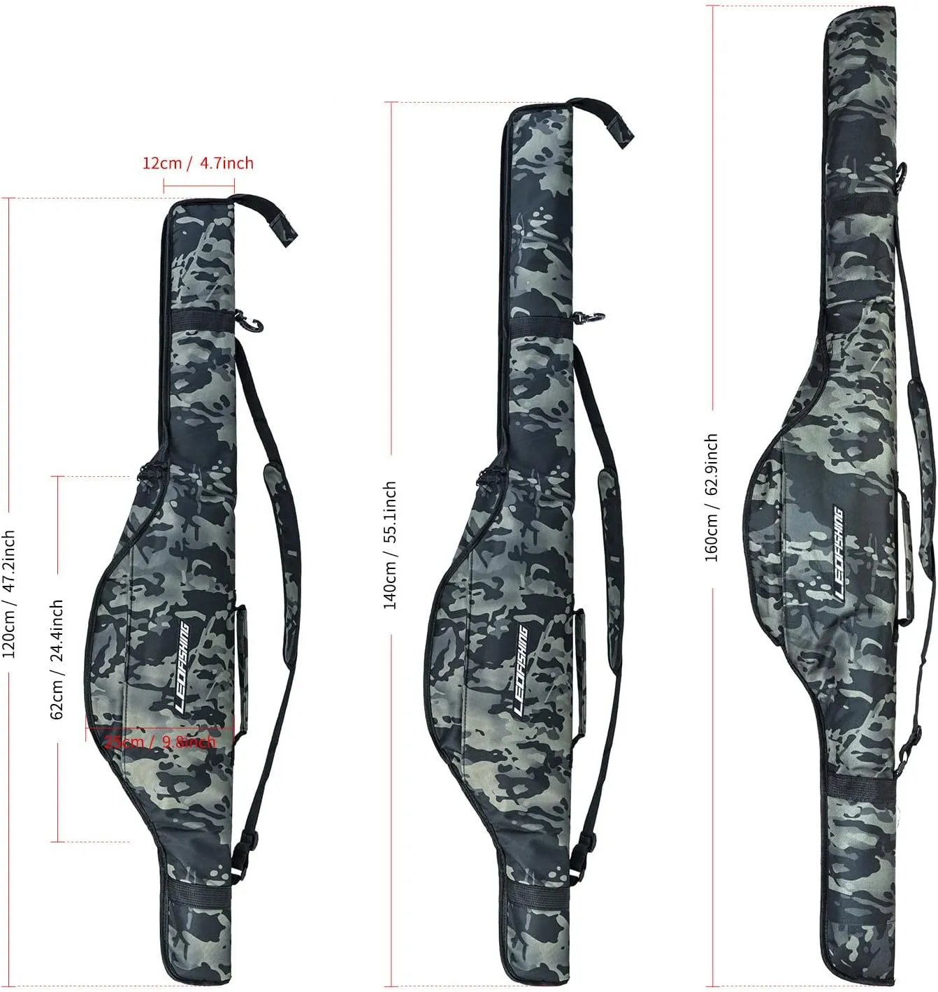 Foldable Fishing Pole Bag Fishing Tackle Storage Bags Portable Fishing Rod Bag