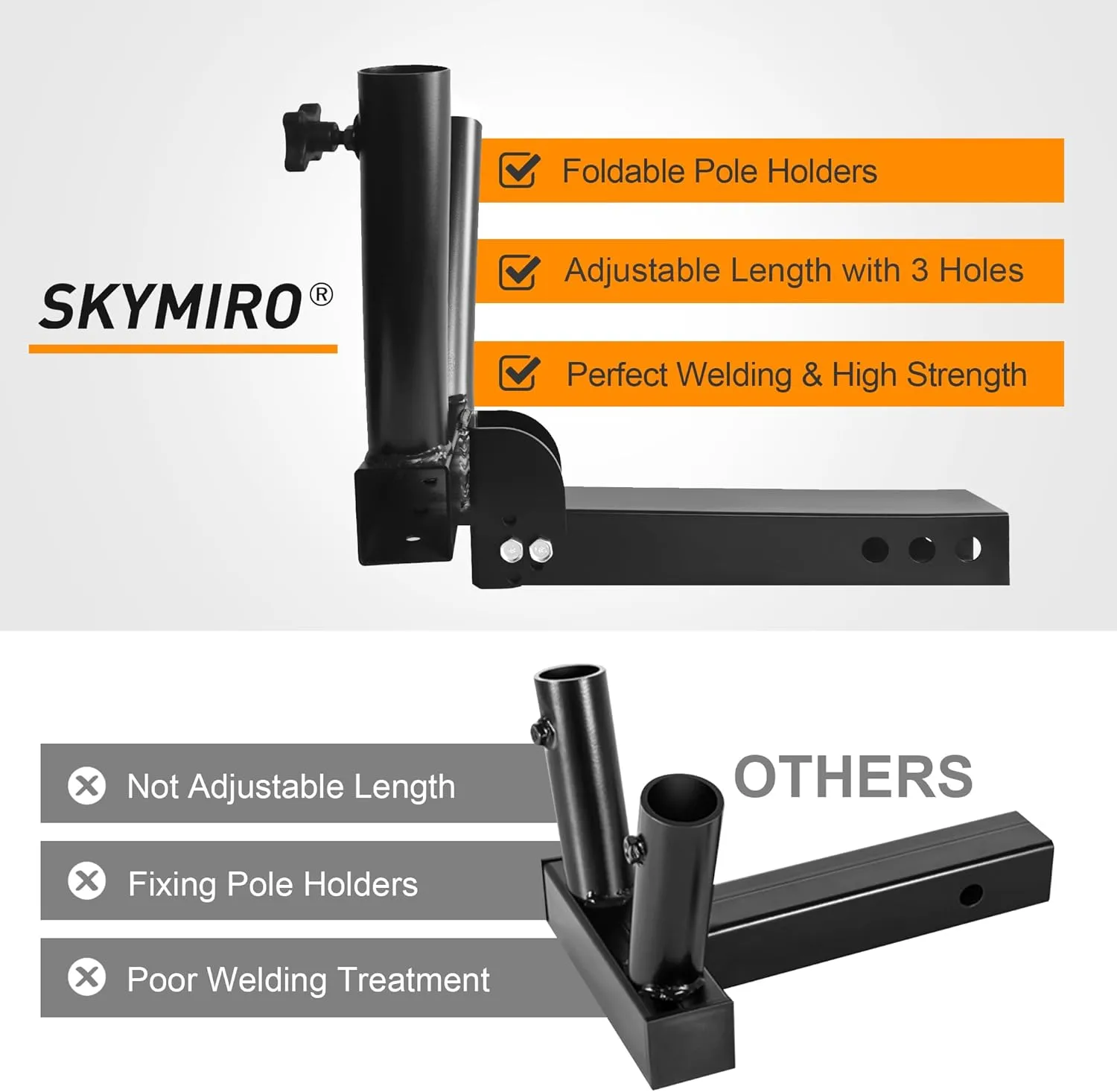 Foldable Hitch Mount Dual Flagpole Holder Universal for Standard 2 inch Receiver fit for Truck SUV RV Pickup