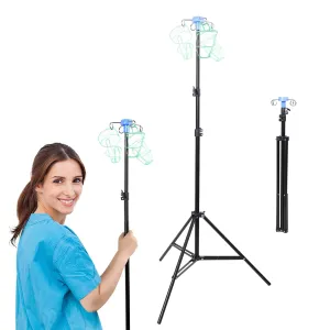 Foldable IV Pole with Portable Bag, Collapsible IV Pole Stand with 3 Nets for Drip Bag, Tripod IV Pole Stand Adjustable, 4 Hooks for Nursing Clinic Home Care Travel, Stable, Black, 1 Pcs