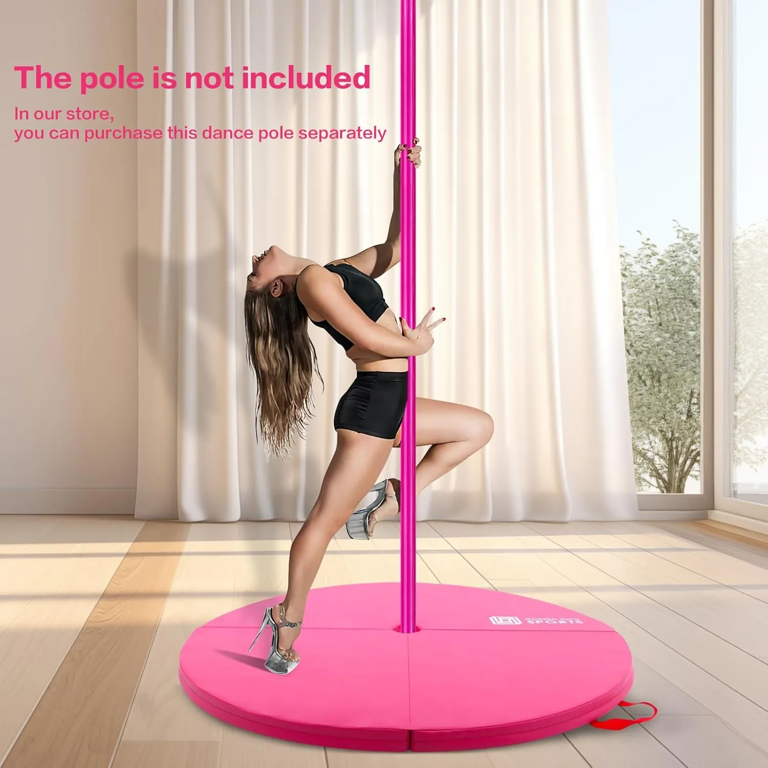 Foldable Pole Dance Crash Mat, Round Foam Padding, Waterproof PU Cover, Lightweight Safety Cushion for Home, Gym, Yoga Exercise