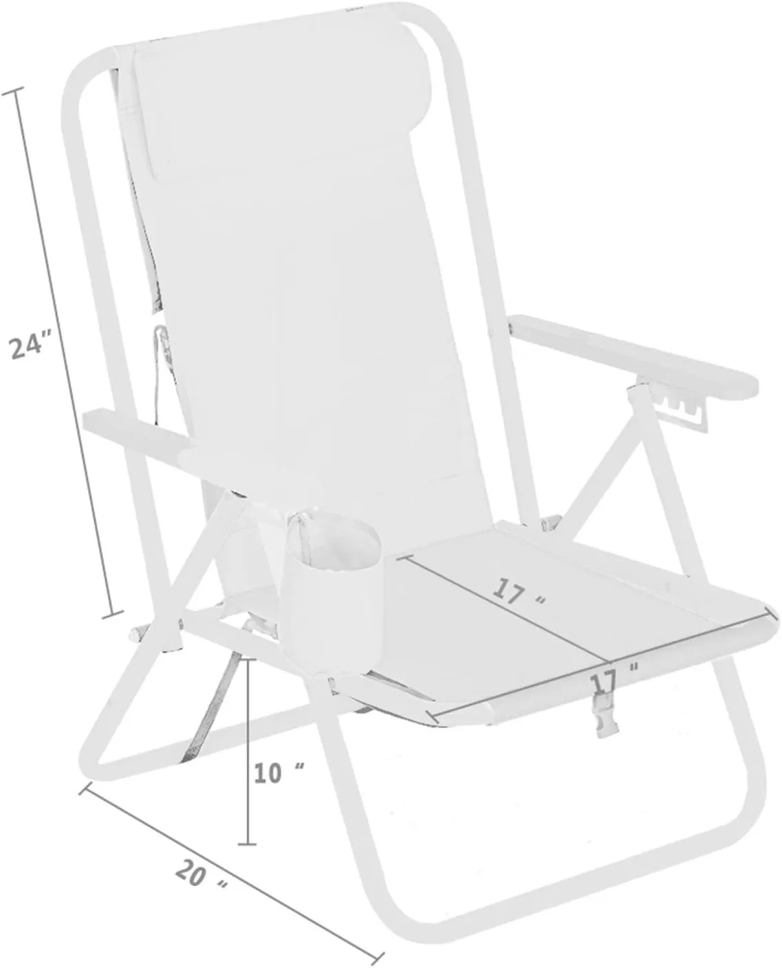 Folding Beach Chair, 4 Position Reclining Backpack Camping Chairs with Headrest Cup Holder Wooden Armrests Heavy Duty Portable Lounge Chairs for Beach Backyard Travel (1, Blue)