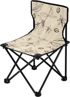 Folding Beige Leaves Coffee Camping Chairs for Adults Ultralight Backpack Chairs for Adults Carry Bag Included Outdoor Chairs for Picnic Ice Fishing