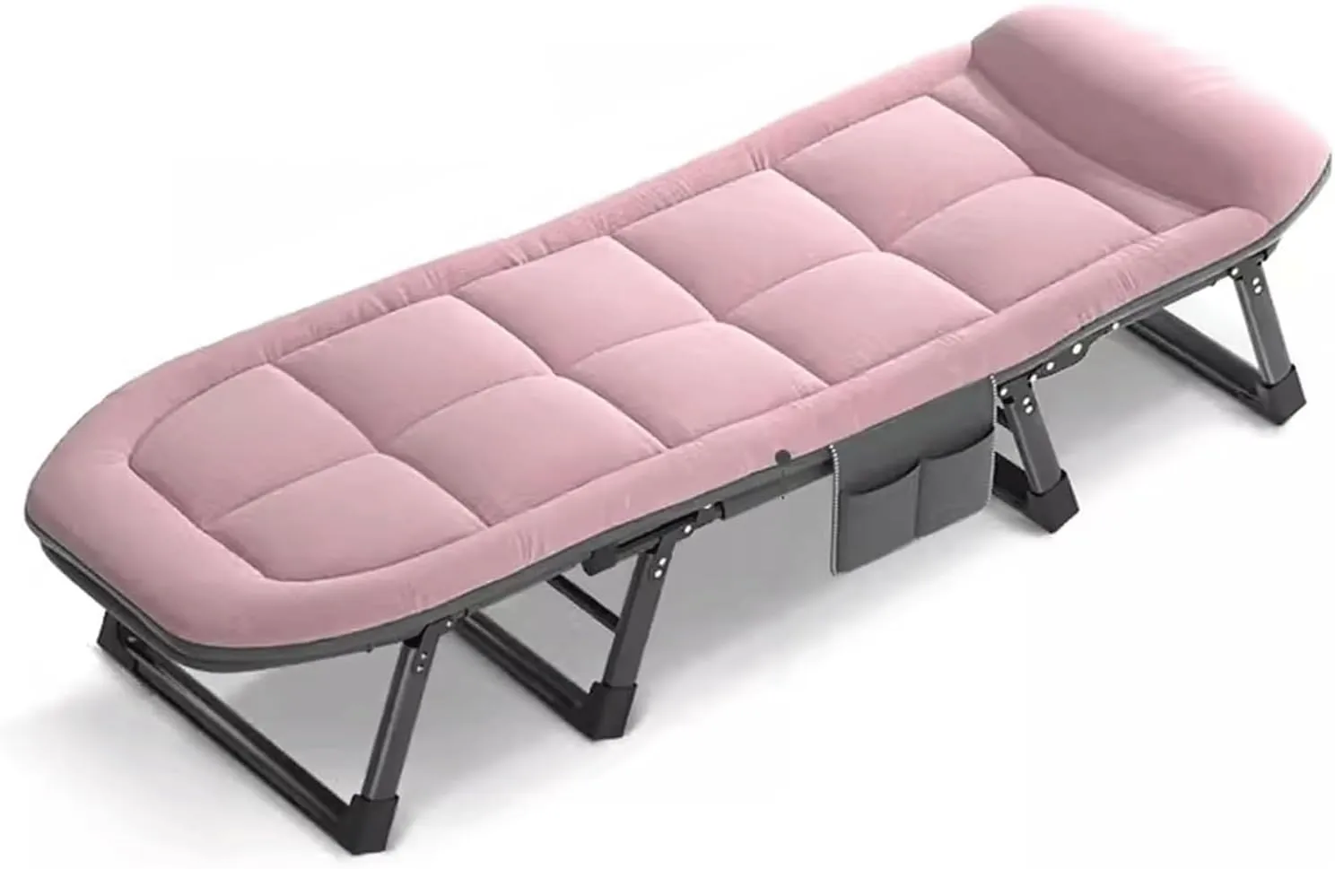 Folding Camping Bed 5-Level Adjustable Backrest Camping Cot with Mattresses Lounge Chair Load 353lbs with Padded Folding Cot