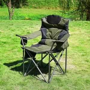 Folding Camping Chair for Adults Portable Heavy Duty Capacity Camp Chair Multi Pocket Cotton Armchair Compact Foldable Lawn Chairs for Outdoor Indoor Beach, Backpack, Camping