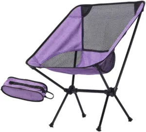 Folding Camping Chair Outdoor Moon Chair Foldable Sturdy Moon Chair Folding Chair for Garden Hiking Sporting Events Picnics, Purple Black