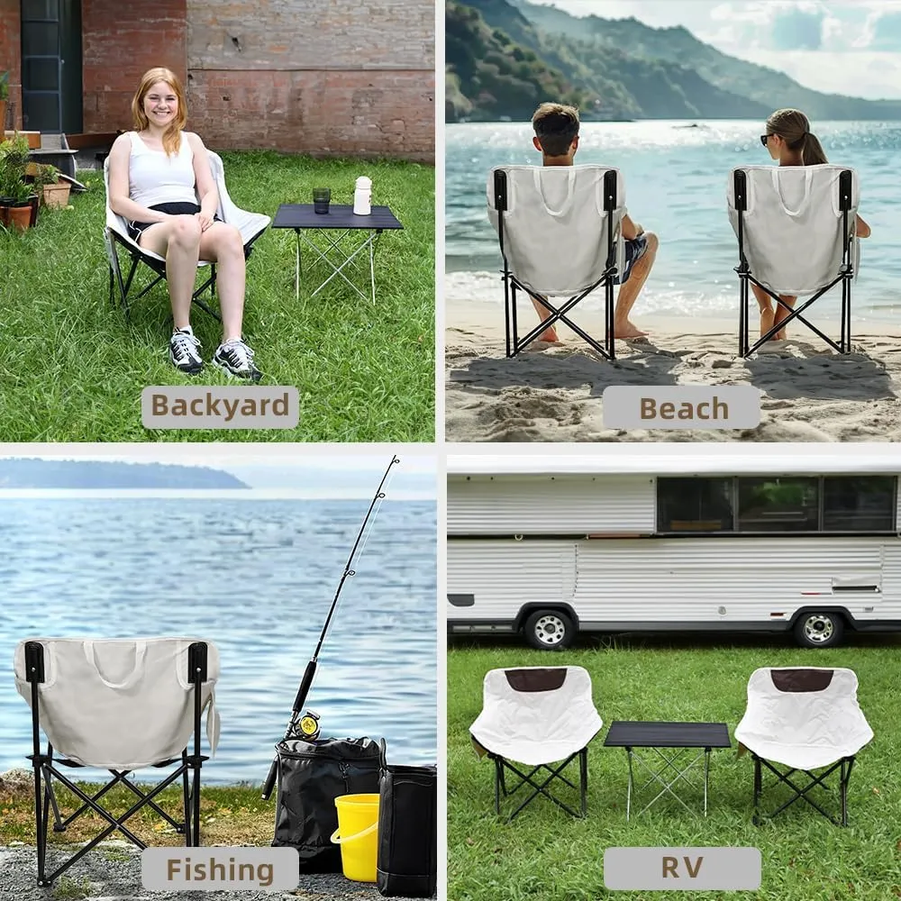 Folding Camping Chair Set of 3,Lightweight Camp Chairs with Table,Large Lawn Chair Portable for Adults Hiking,Fishing,Beach,Picnic,Patio,Travel,Carry Bag(M)