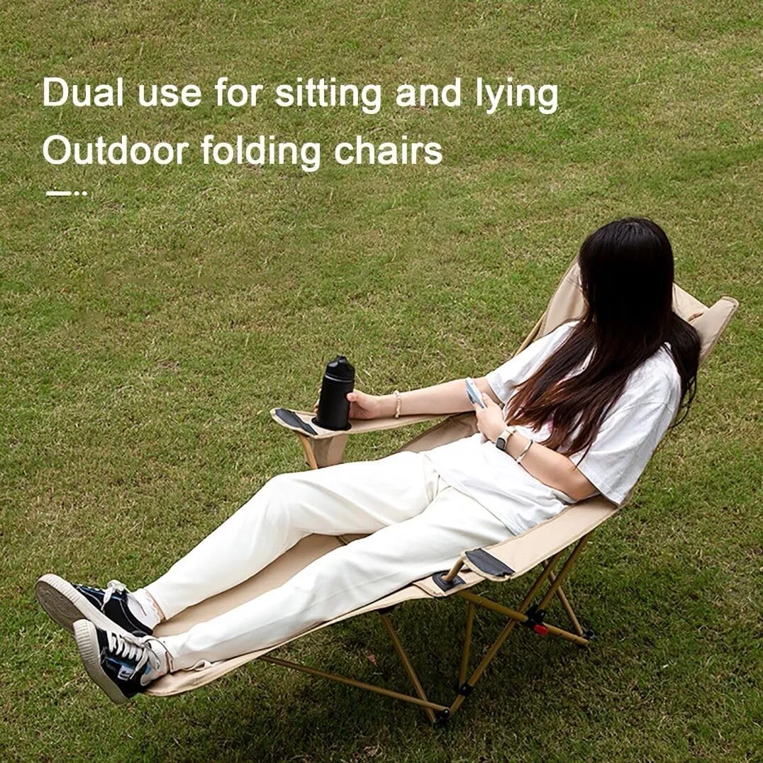 Folding Camping Chair with Detachable Footrest 2 in 1 Portable Reclining Camp Chair Adjustable Backrest with Headrests Cup Holders and Storage Bags
