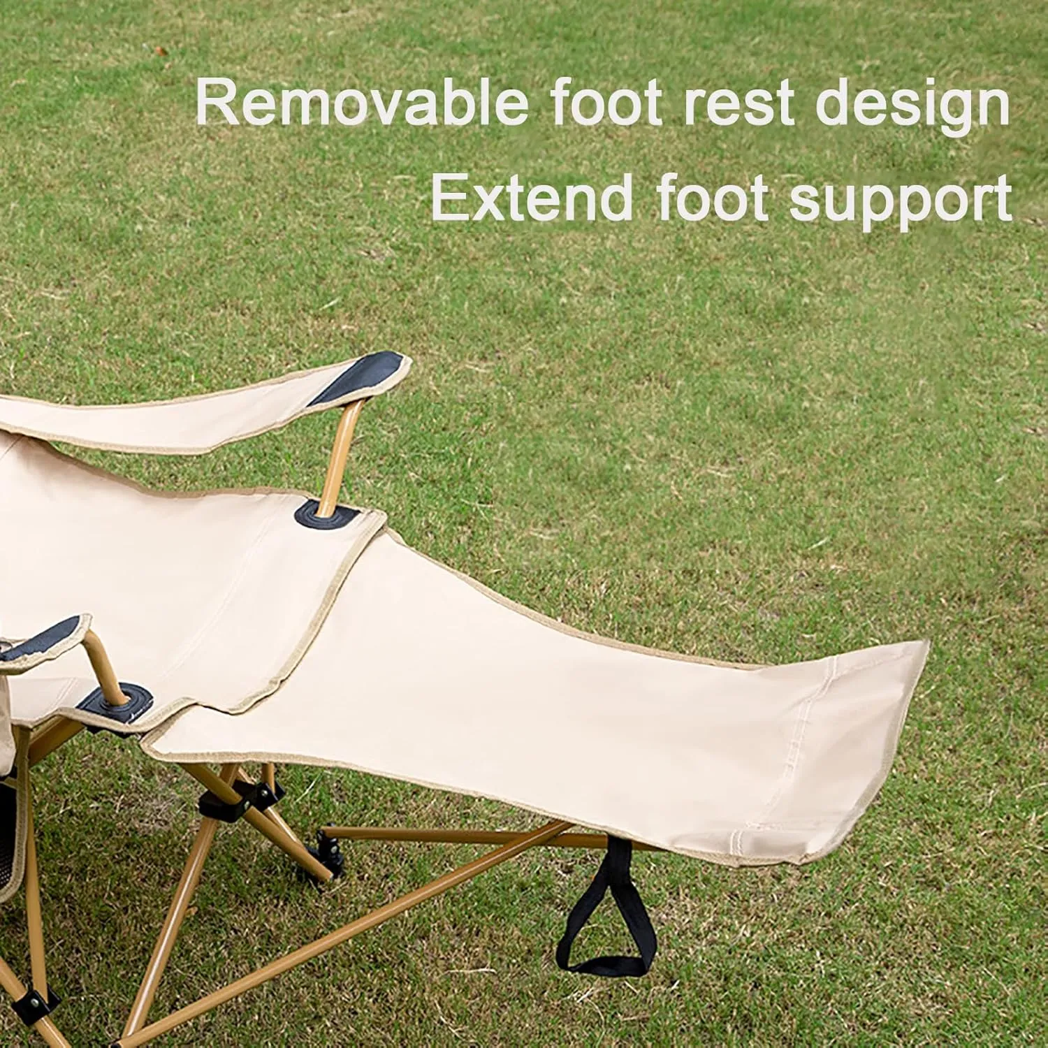 Folding Camping Chair with Detachable Footrest 2 in 1 Portable Reclining Camp Chair Adjustable Backrest with Headrests Cup Holders and Storage Bags