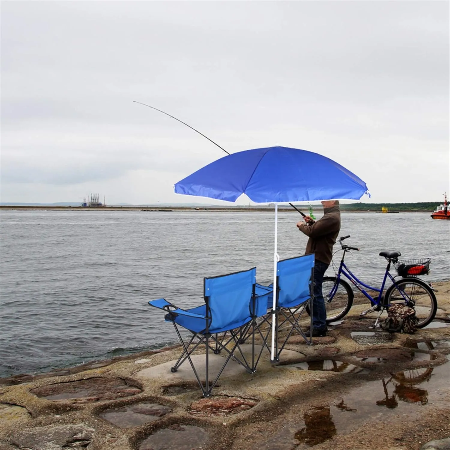 Folding Camping Chair with Mesh Cup Holder Fabric Steel Frame Portable Collapsible Padded Arm Chair for Outdoor (3 Pcs Set)