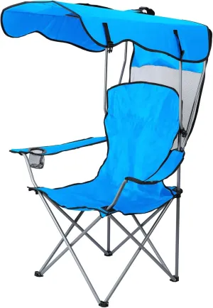 Folding Camping Chair with Shade Canopy for Adults, Portable Lawn Chair with Sun Shade, Cup Holder, Side Pocket, for Outdoor, Beach, Tailgates, Fishing