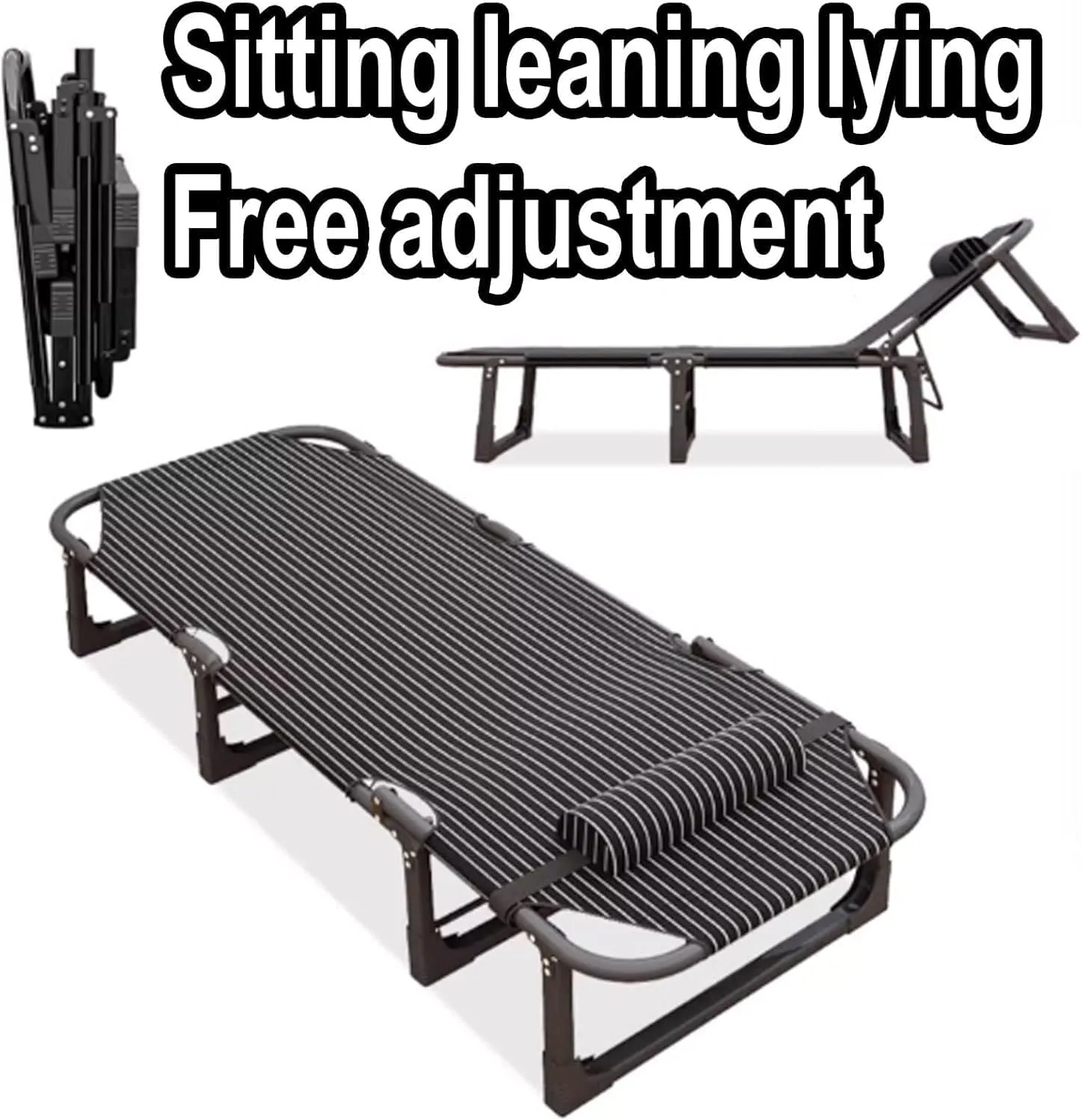 Folding Camping Cot Steel Camping Cots 4-Position Adjustable Backrest Cots for Camping Load 180kg Camping Cots for Adults
