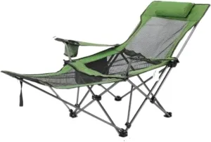 Folding Camping Folding Recliner Chair Camping Folding Chair Beach Sun Patio Chaise Lounge Chair Pool Lawn Lounger Chairs Foldable(Green)