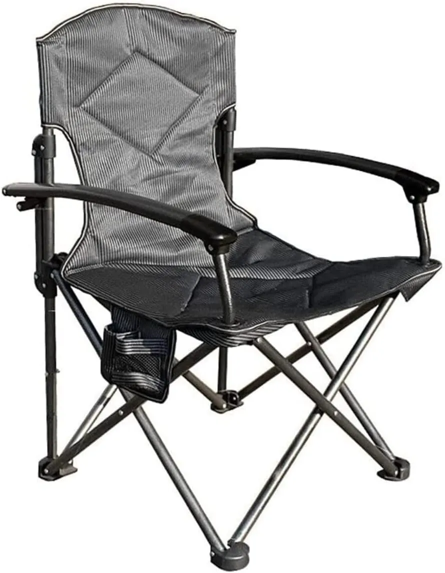 Folding Camping Padded Deck Chair Aluminum Alloy Folding Chair Outdoor Portable Comfortable Back Armchair with Cup Holder Side Storage Bag Chairs Foldable