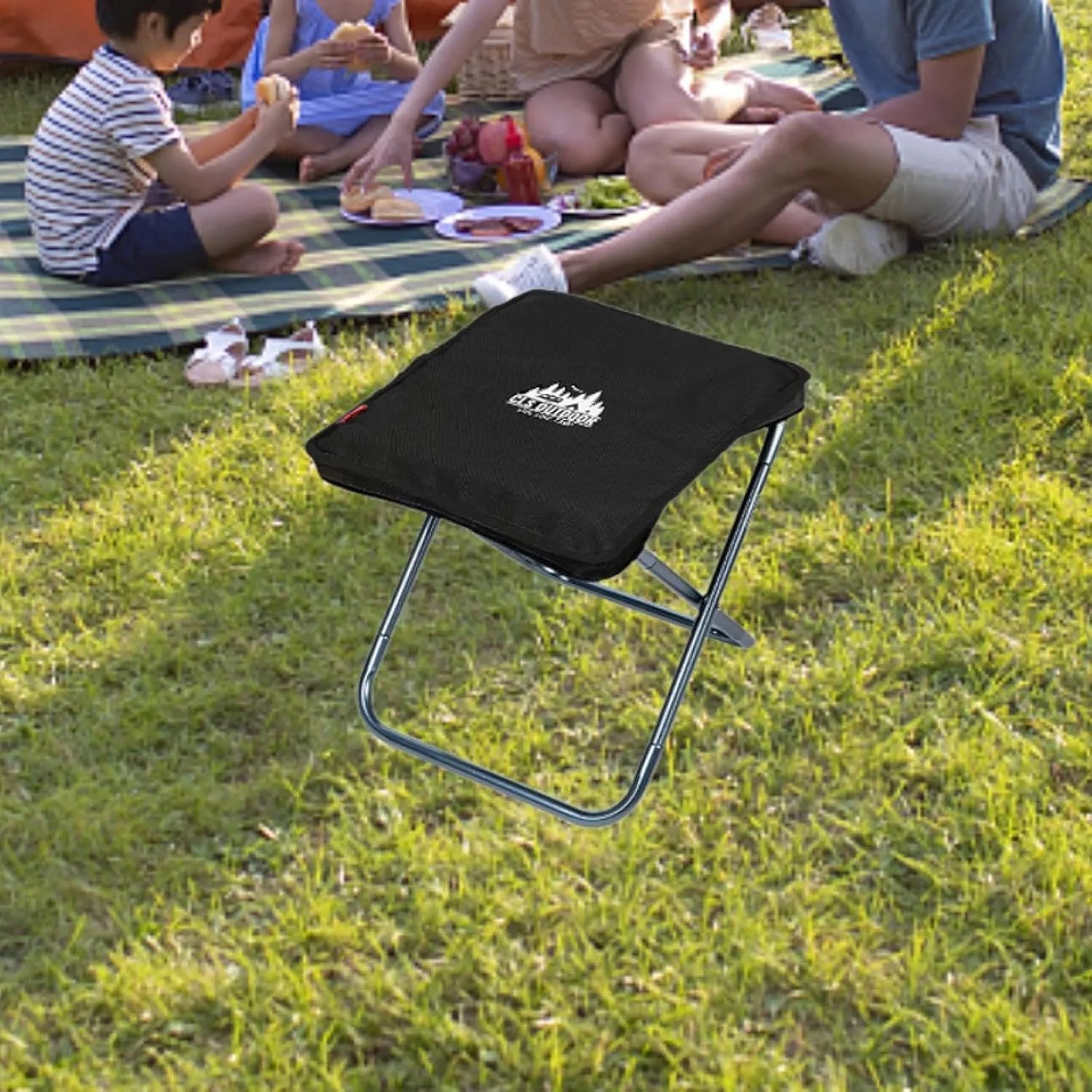 Folding Chair for Camping and Fishing, Compact Portable Stool for Travel, Black