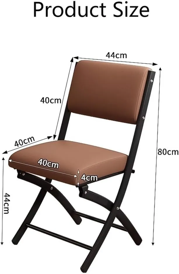 Folding Chair Visitor Chairs Camping Office Chair with Padded Seats, Desk Chair Faux Leather Dining Chairs Foldable Chair Heavy Duty Steel Metal Frame Rest Chair for Home Garden Office(Brown)