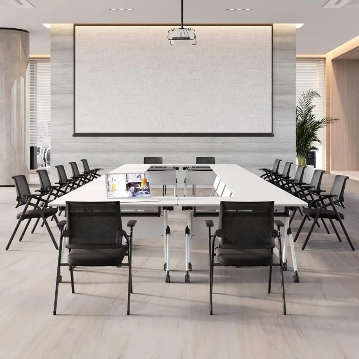 Folding Chair with Desk Attached Adults, Stackable Foldable Computer Desk Chair with Tablet Arm Writing Board, Stackable Conference Room Chairs, Chair with Desk Attached Adults
