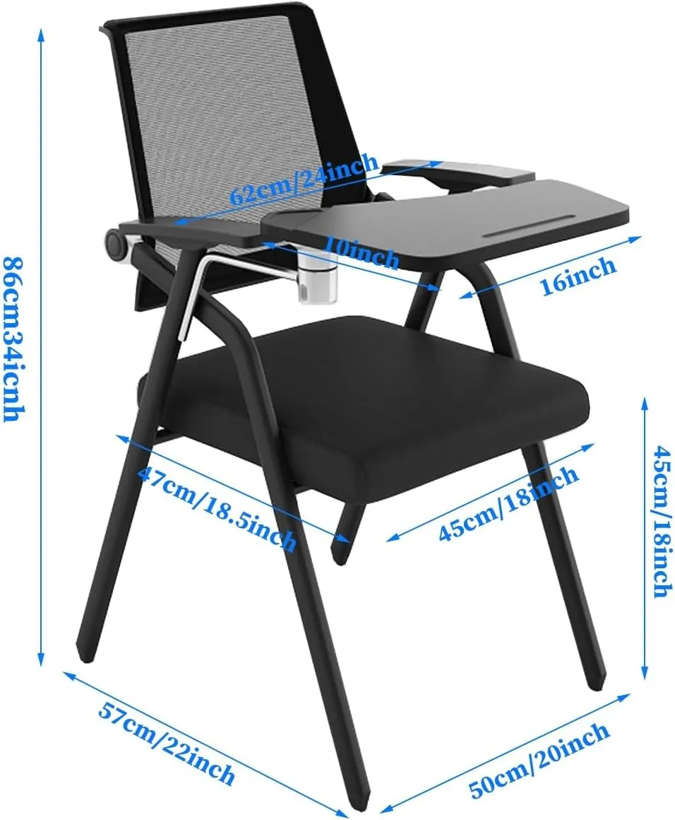 Folding Chair with Desk Attached Adults, Stackable Foldable Computer Desk Chair with Tablet Arm Writing Board, Stackable Conference Room Chairs, Chair with Desk Attached Adults