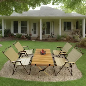 Folding Dining Table Set for 4 Outdoor Camping Table and Chairs Set