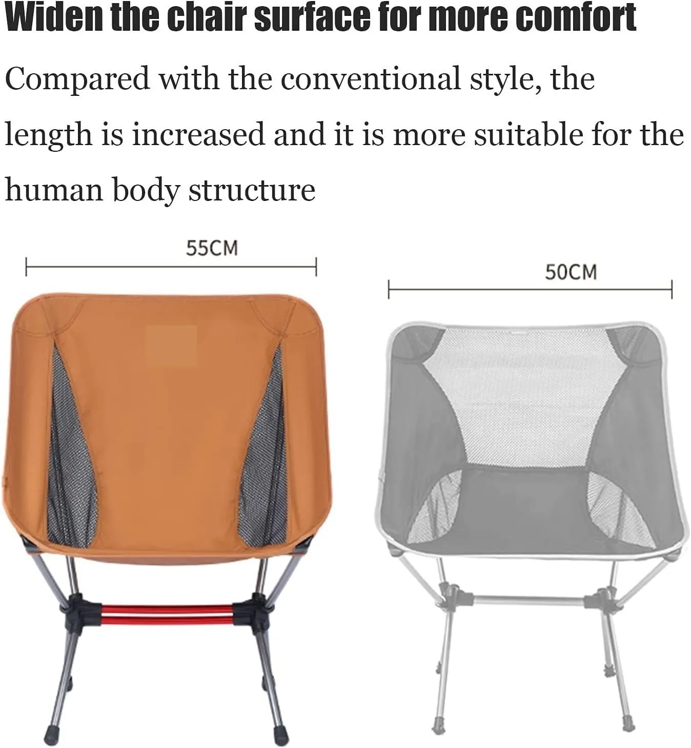 Folding Lawn Chair Ultralight Backpack Camping Chair Travel Hiking Foldable Portable Outdoor Beach Backpack Seat, Breathable Double-Sided Mesh Folding Chair(Orange,41 * 31 * 71cm)