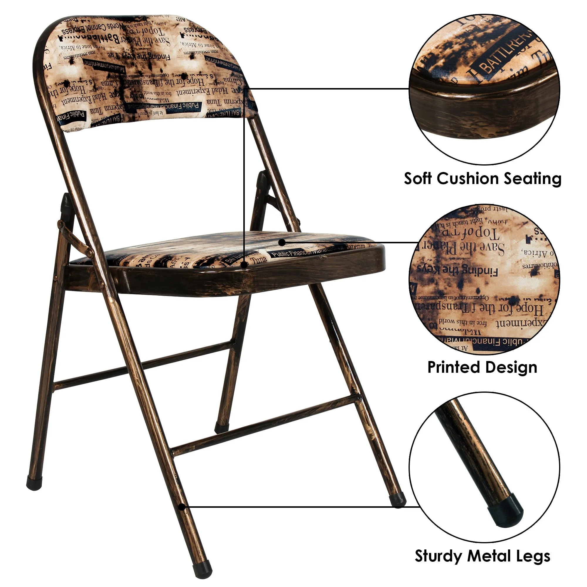 Folding Padded Beige | Golden Black Chair
