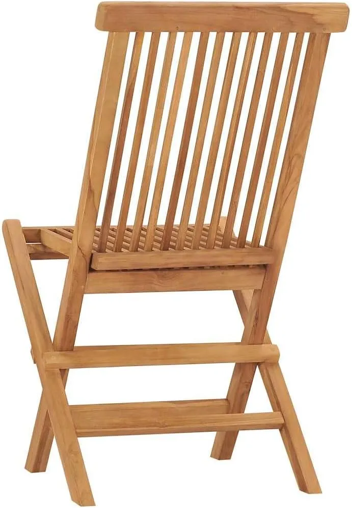 Folding Patio Chairs Set of 3 Teak Wood Outdoor Furniture Foldable Lounge Chairs for Garden, Pool, Beach, Camping