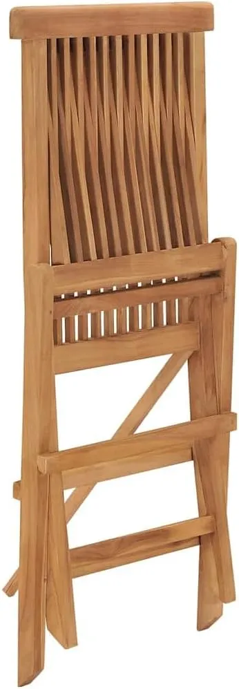 Folding Patio Chairs Set of 3 Teak Wood Outdoor Furniture Foldable Lounge Chairs for Garden, Pool, Beach, Camping