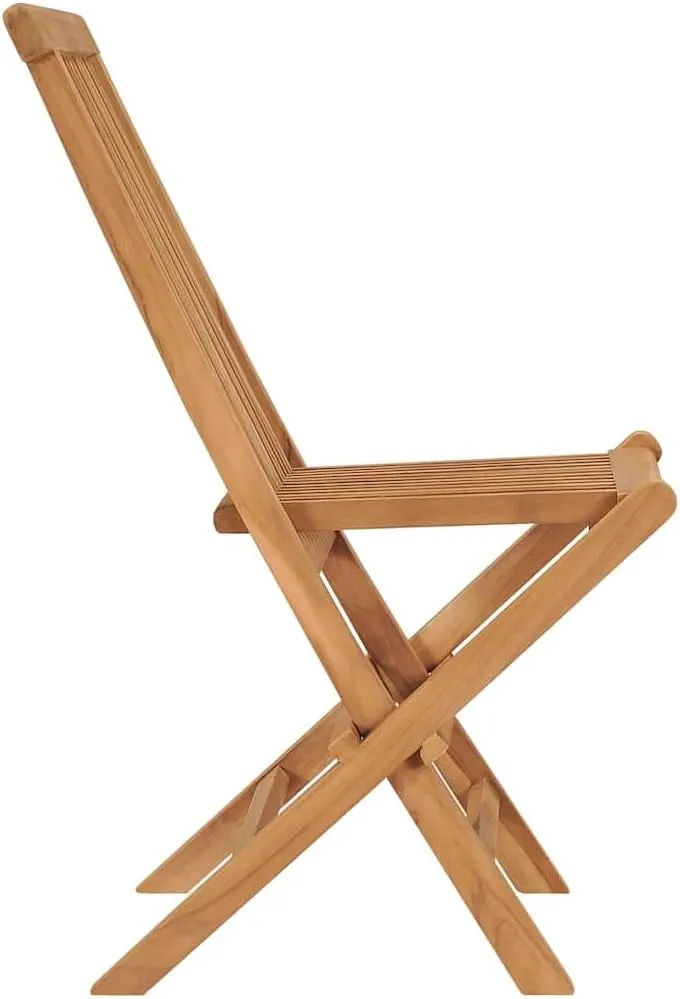 Folding Patio Chairs Set of 3 Teak Wood Outdoor Furniture Foldable Lounge Chairs for Garden, Pool, Beach, Camping