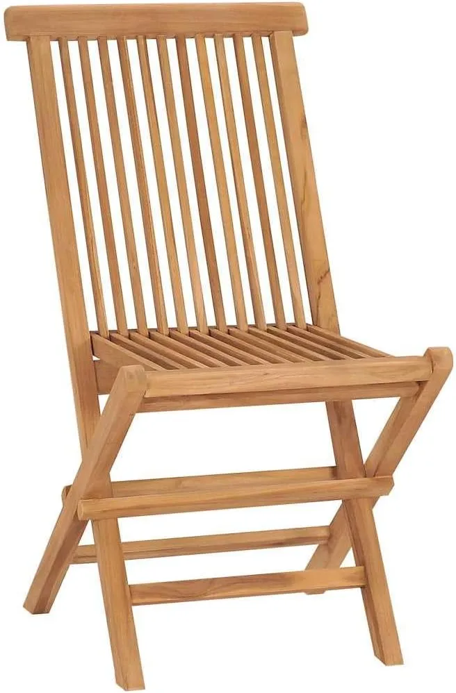 Folding Patio Chairs Set of 3 Teak Wood Outdoor Furniture Foldable Lounge Chairs for Garden, Pool, Beach, Camping