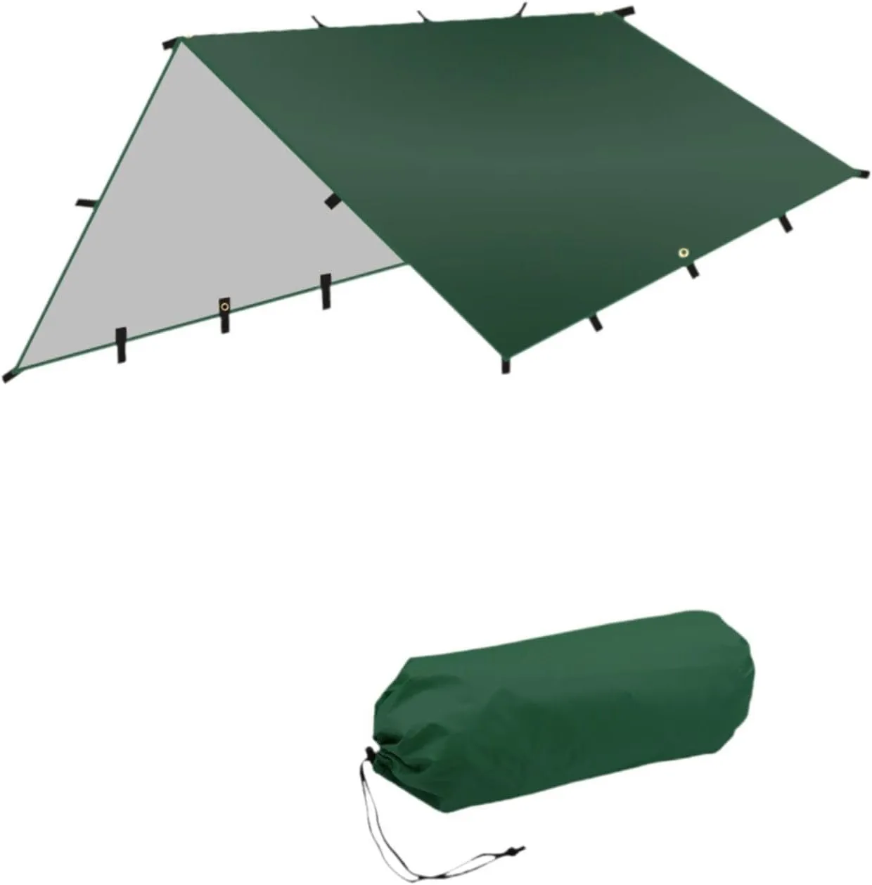 Folding Tent Shelter Camping Tarp Waterproof 300x300cm Polyester Fabric for Backpacking Portable Accessories Versatile Canopy, Green