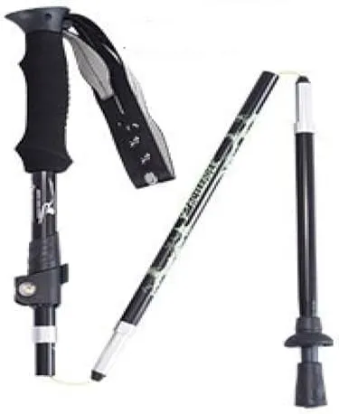 Folding Trekking Poles Hiking Crutches Walking Sticks Outdoor Gear, BLACK (OUTER LOCK 135CM)