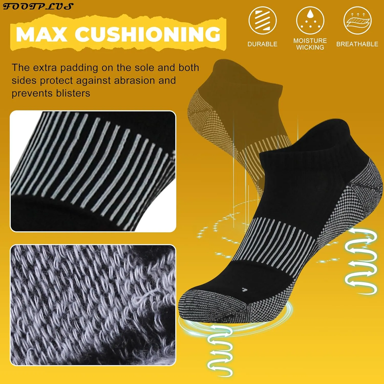 FOOTPLUS Copper Compression Socks,Unisex Cushioned Sole Arch Support Athletic Ankle/Crew Running Hiking Socks