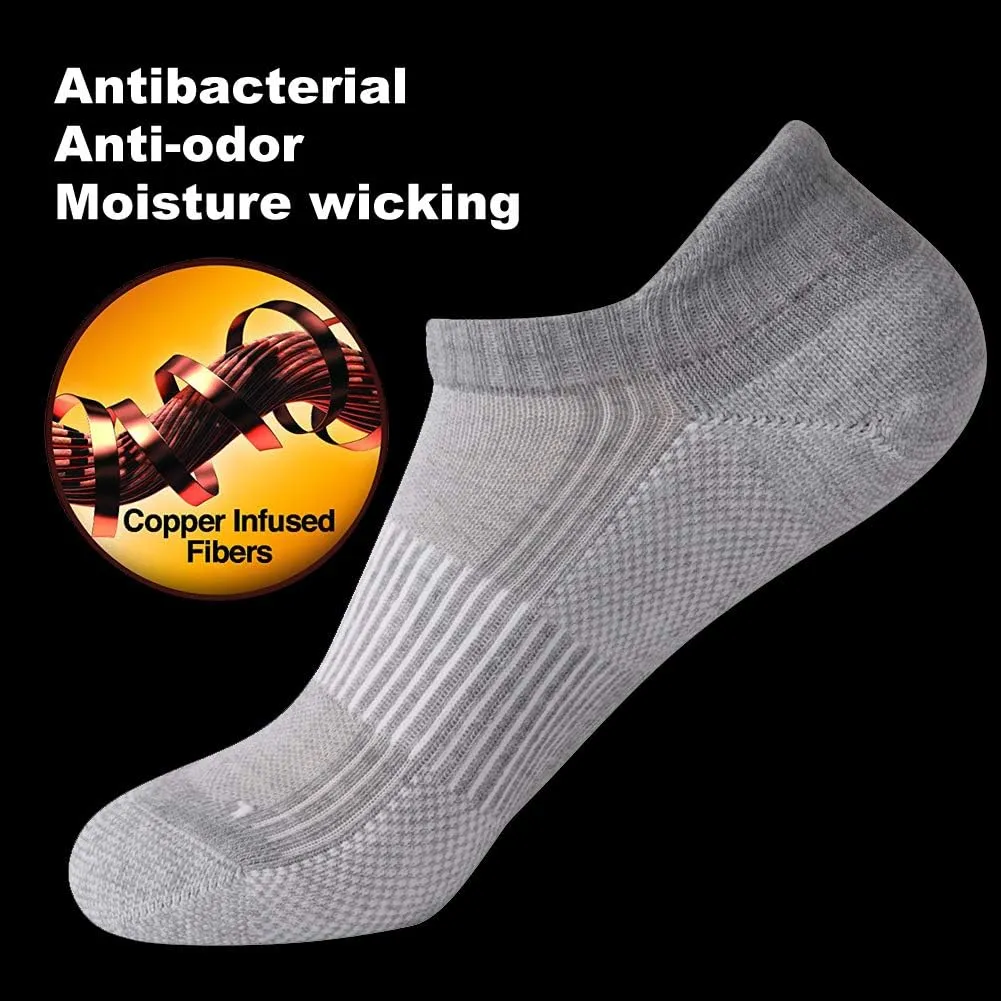 FOOTPLUS Unisex Copper Compression Socks Circulation Arch Support Plantar Fasciitis Ankle Golf/Running/Hiking Socks
