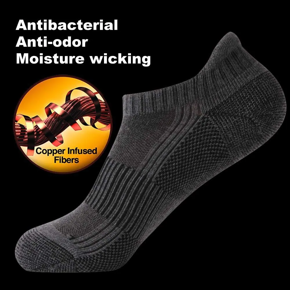 FOOTPLUS Unisex Copper Compression Socks Circulation Arch Support Plantar Fasciitis Ankle Golf/Running/Hiking Socks