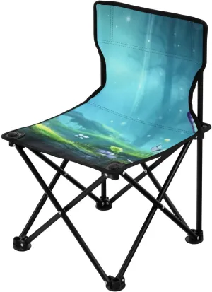 Forest Butterflies Portable Outdoor Folding Chair Anti-Slip Padded Oxford Cloth Stool Camping Chair Small for Beach Hiking Fishing Gardening Quad Camp Chair